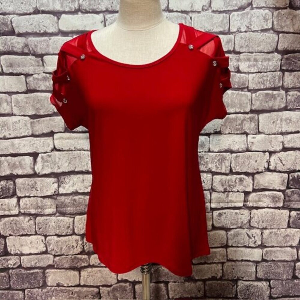 Adele & May Red Short Sleeve Blouse Size M